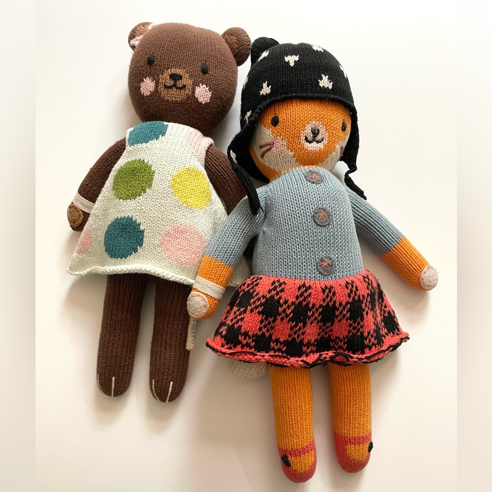 Cuddle & Kind Dolls: Sadie the Fox, Ivy the Bear, Hand-Knit Stuffed Animals Cute